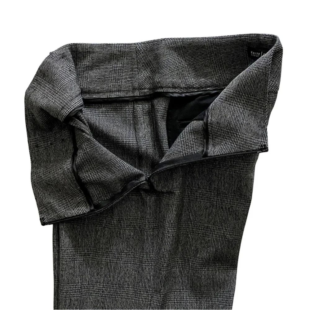 WHBM Gray/Black Plaid Wide Leg Trouser Pants- Front Sailor Buttons (size 0) - Picture 6 of 16